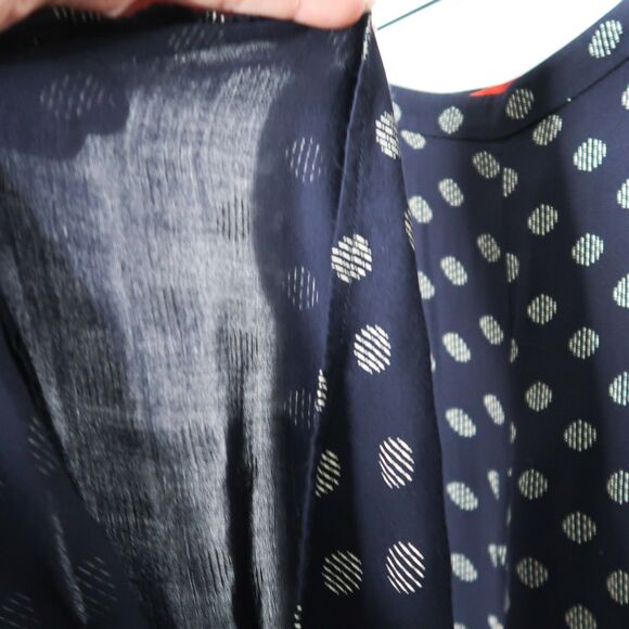 Cartonnier Anthropologie Womens Pants Size 14 Blue Cream Circles Wide Leg Sheer - Picture 12 of 13